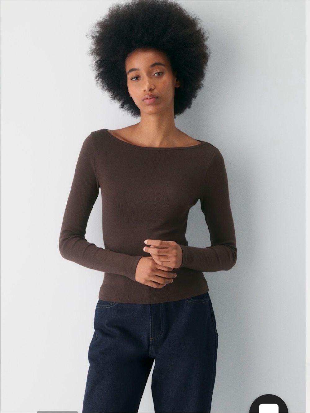 HomeStretch™ Rib Airwave Boatneck Longsleeve in mocha